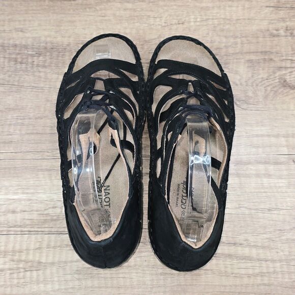 NAOT Yarrow Women's Size EU 37 US 6 Black Lace up Gladiator Wedge Sandals - Picture 10 of 10